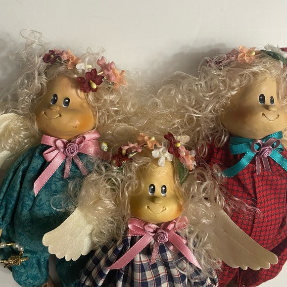 Set of 3 Angels Decor Handcrafted ceramic Holiday Decor Craft vintage - Picture 5 of 13